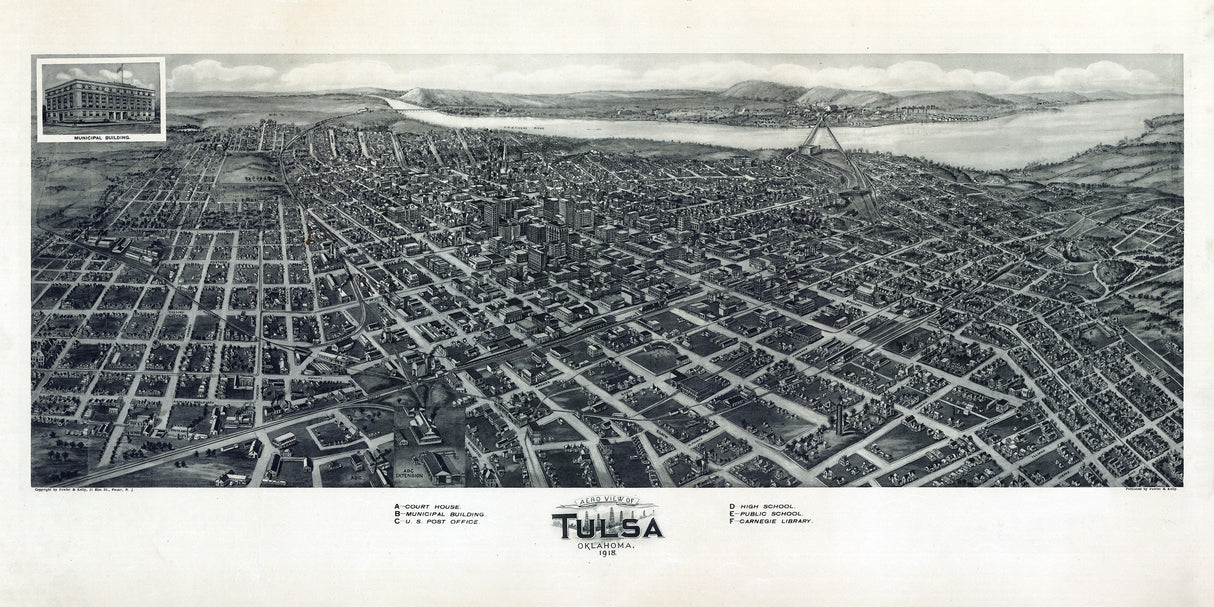 1911 Panoramic Map of Tulsa Oklahoma