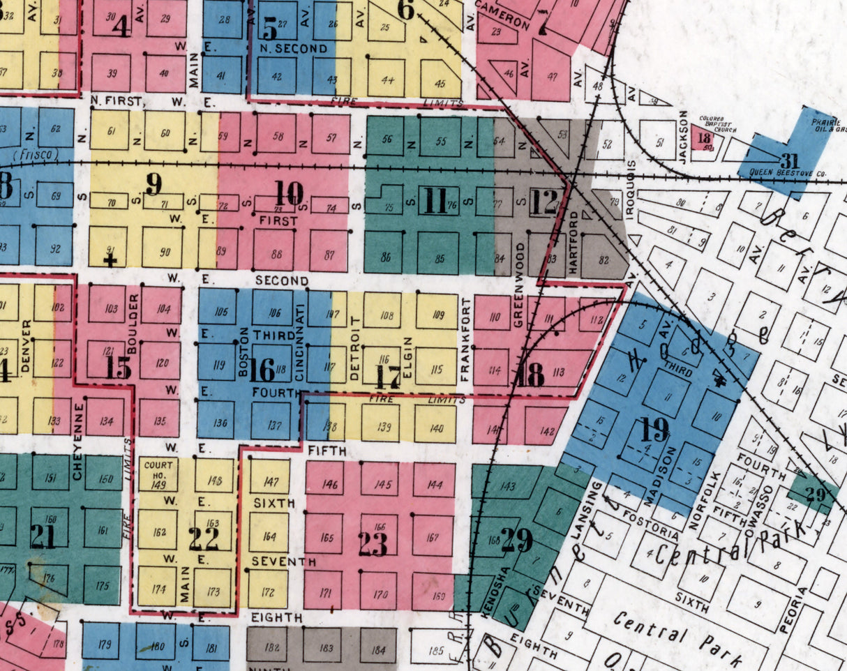 1911 Town Map of Tulsa Oklahoma
