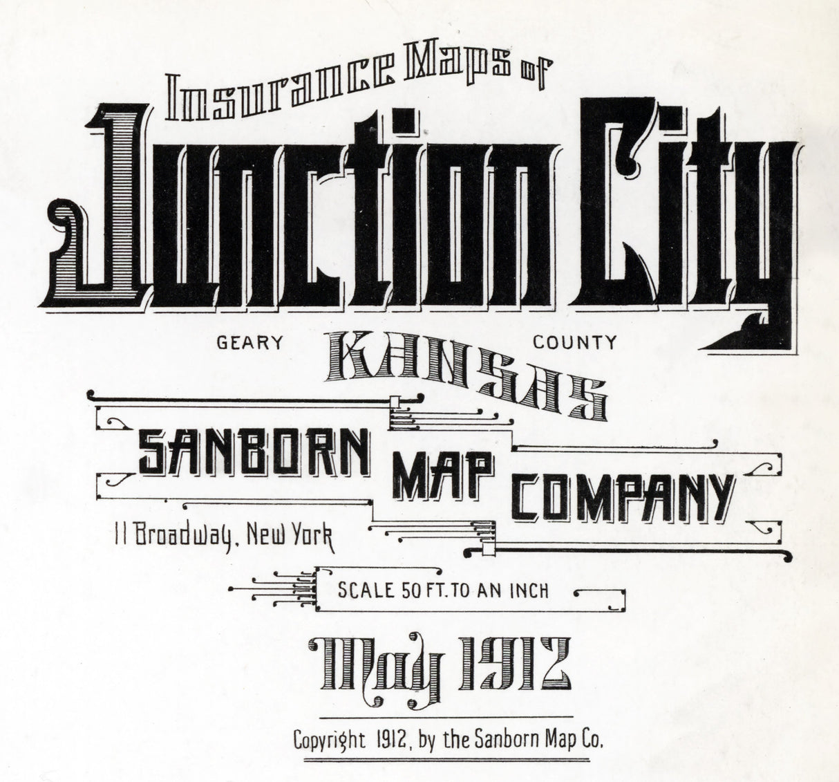 1912 Town Map of Junction City Kansas