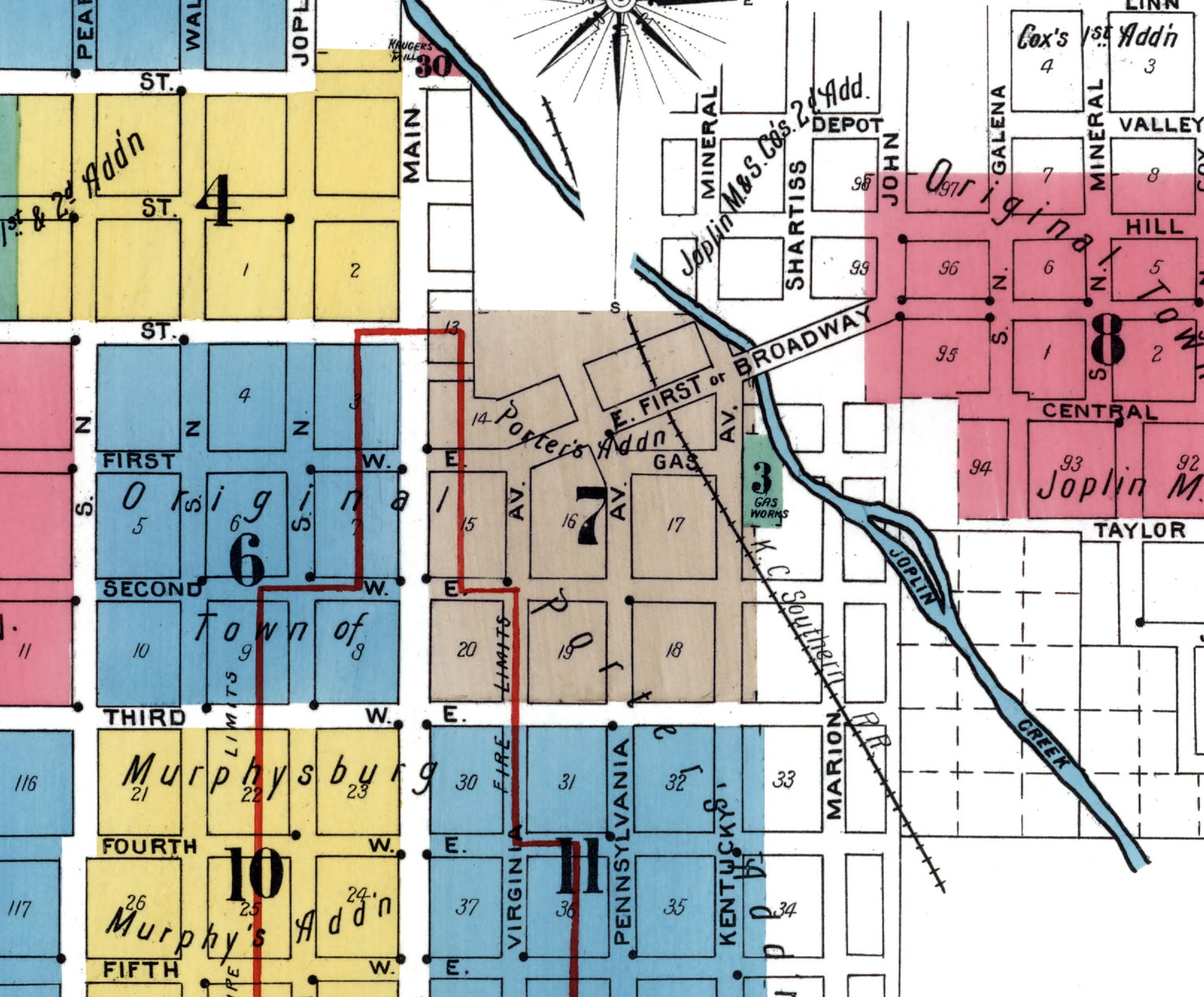 1900 Town Map of Joplin Missouri