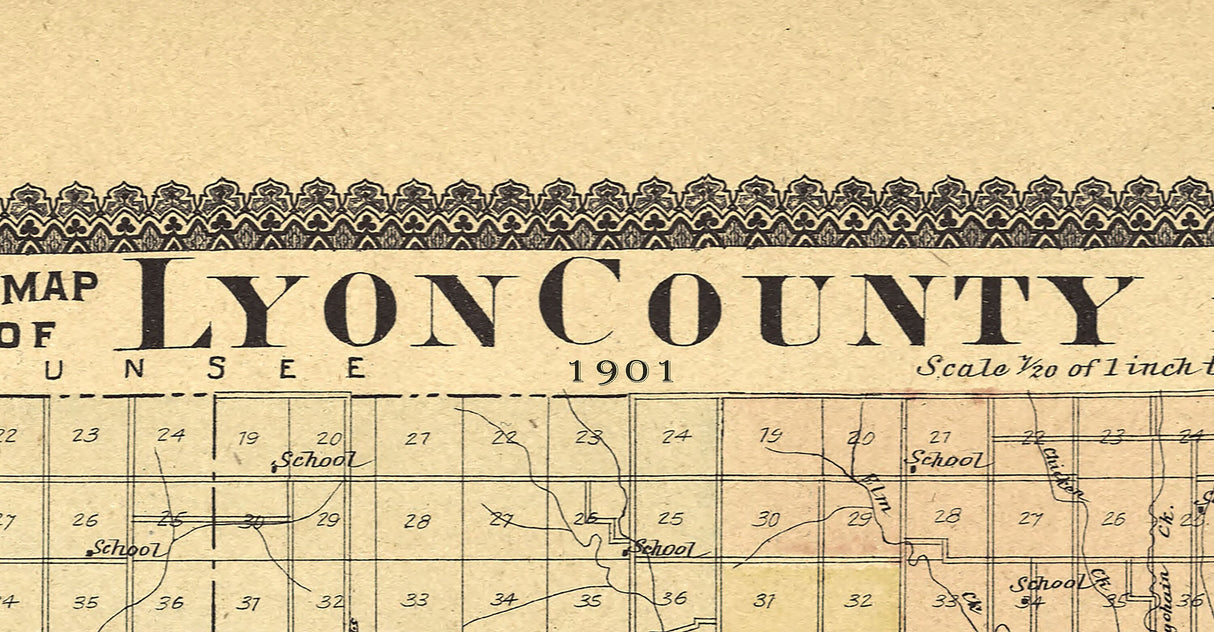 1901 Map of Lyon County Kansas