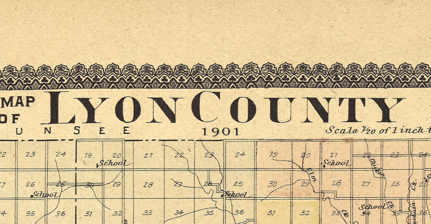 1901 Map of Lyon County Kansas