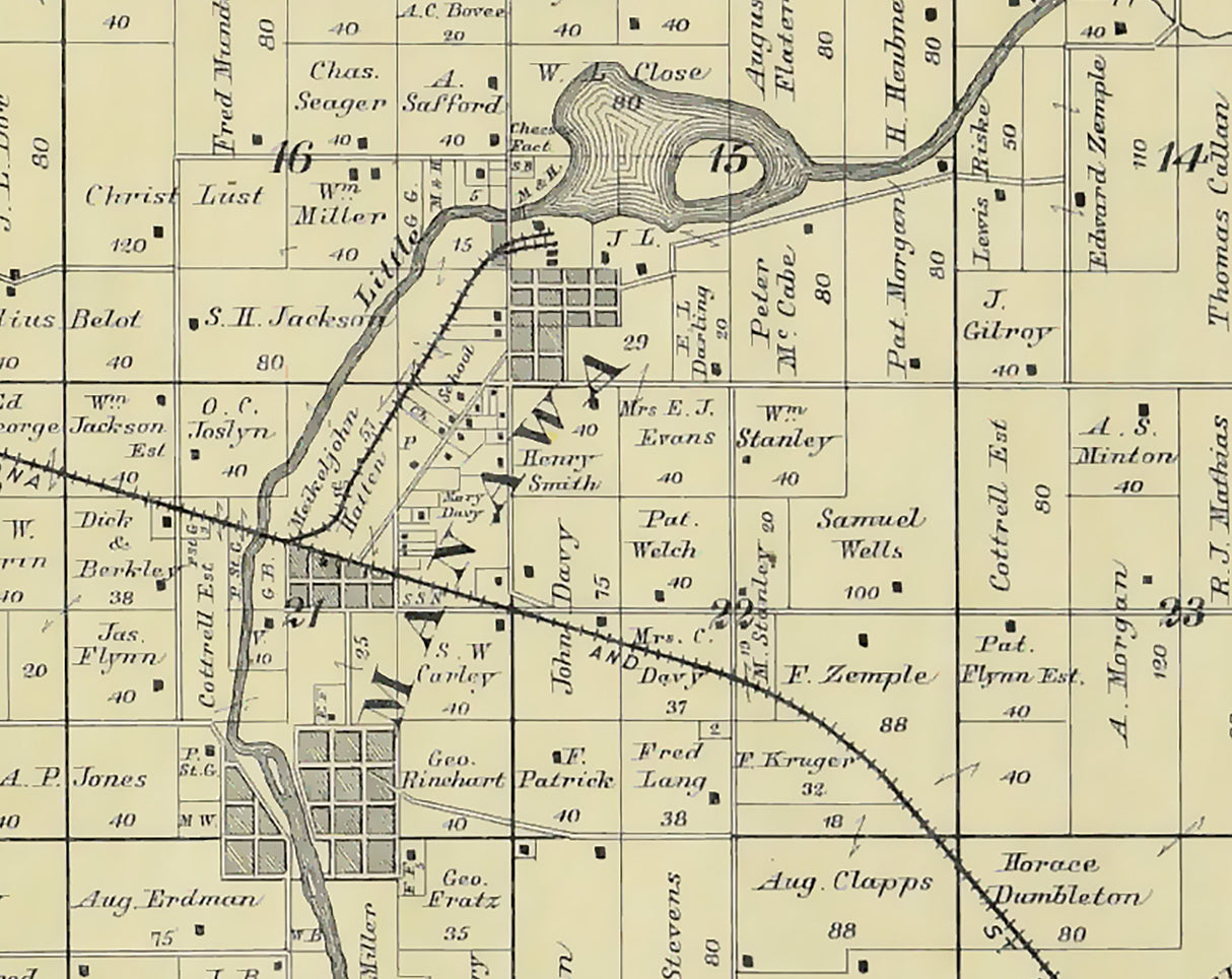 1889 Map of Little Wolf Township Waupaca County Wisconsin