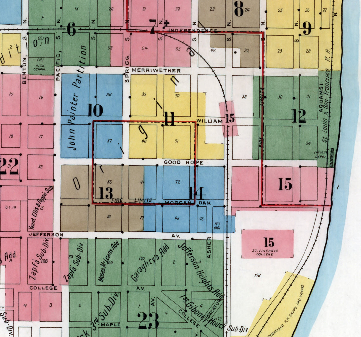1915 Town Map of Cape Girardeau Missouri