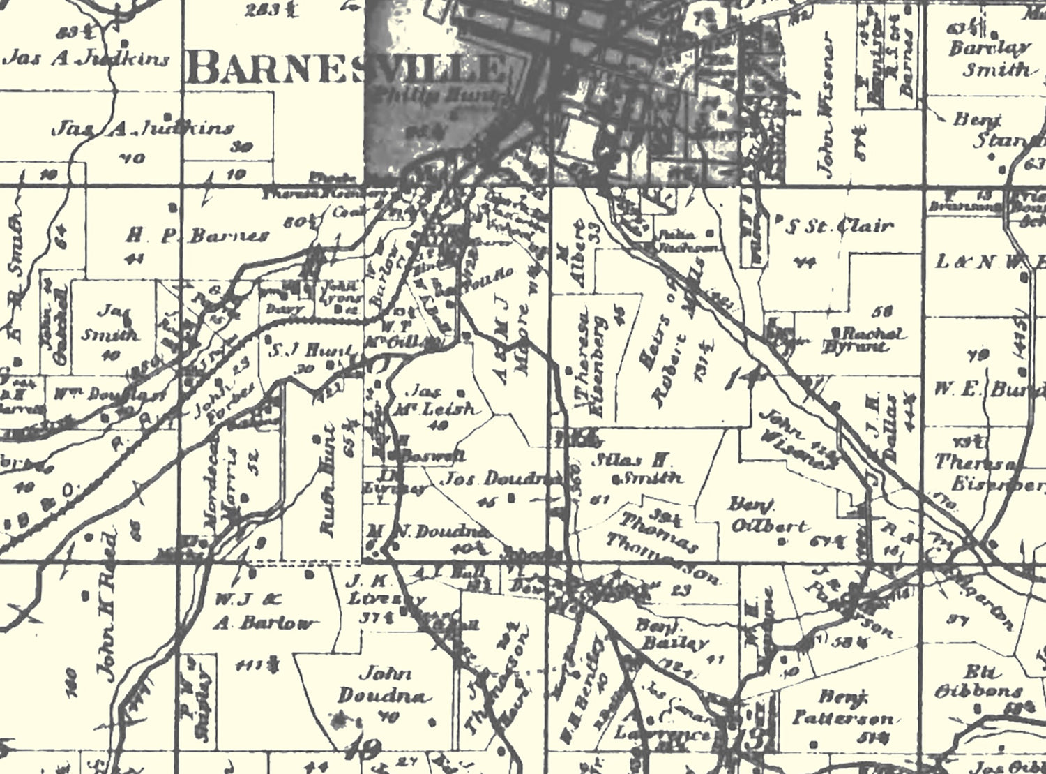 1888 Map of Warren Township Belmont County Ohio