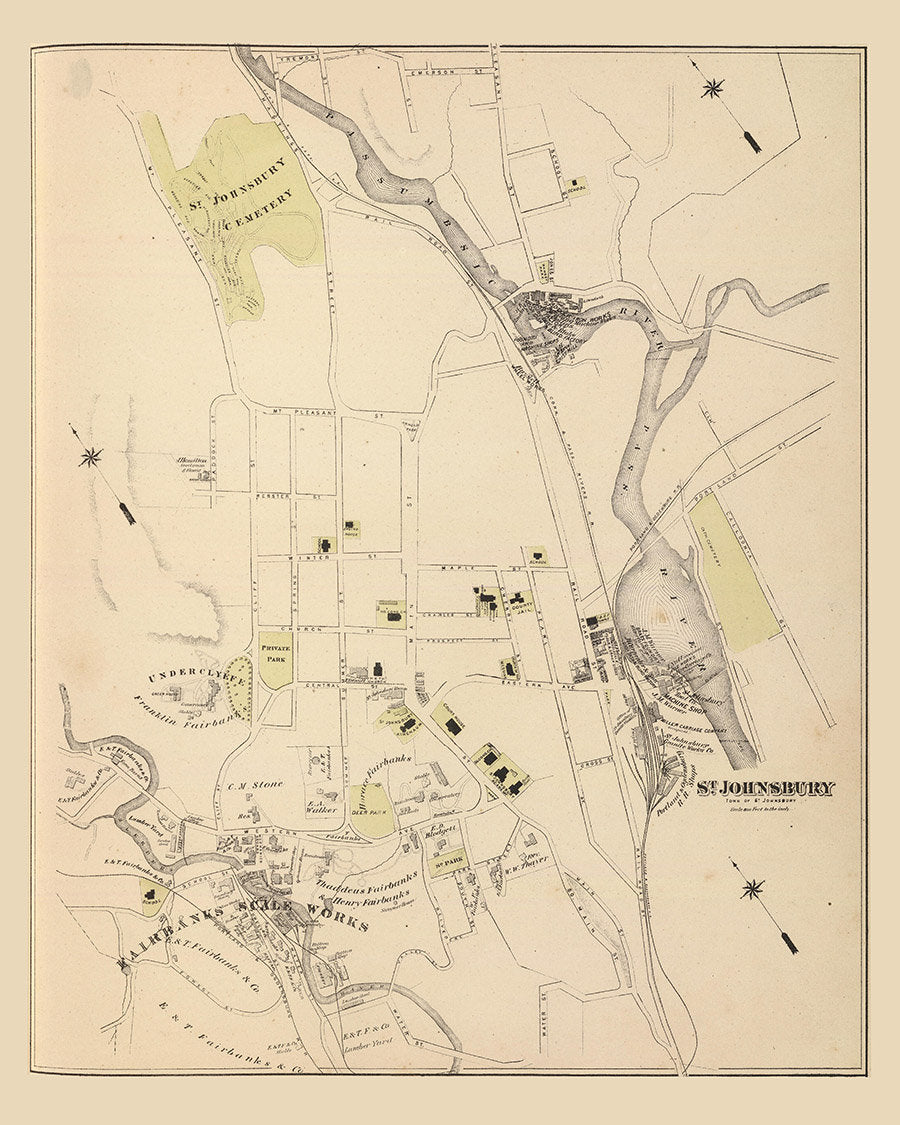 1876 Map of St Johnsbury Vermont