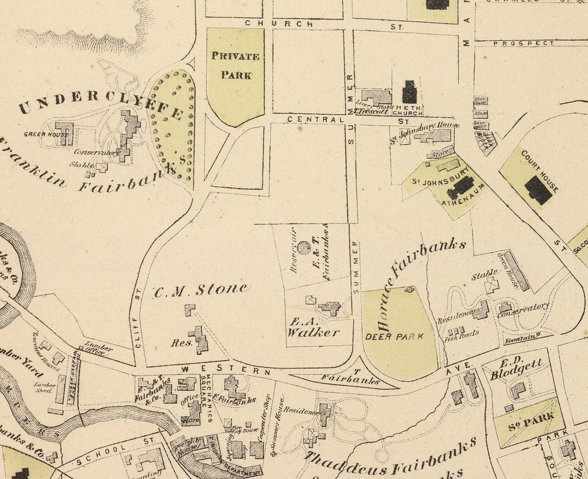 1876 Map of St Johnsbury Vermont