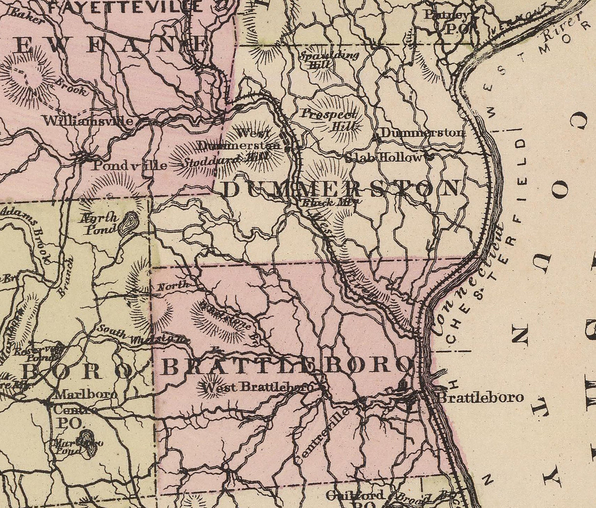 1876 Map of Windham County Vermont