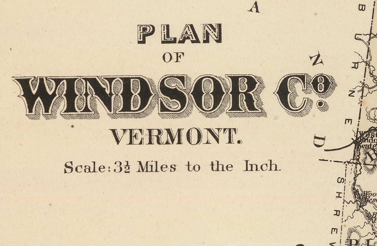 1876 Map of Windsor County Vermont