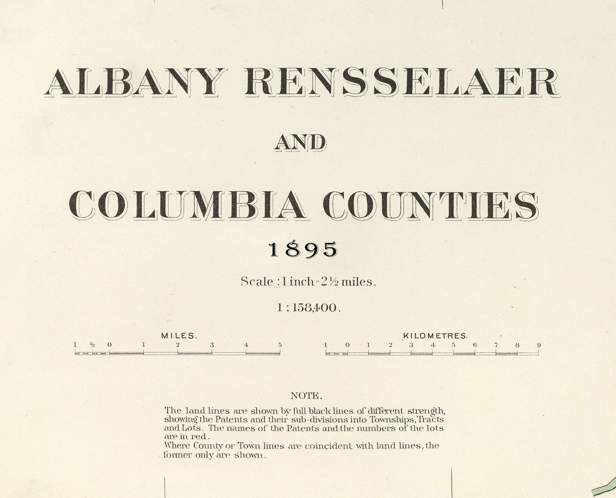 1895 Map of Albany Rensselaer and Columbia County New York