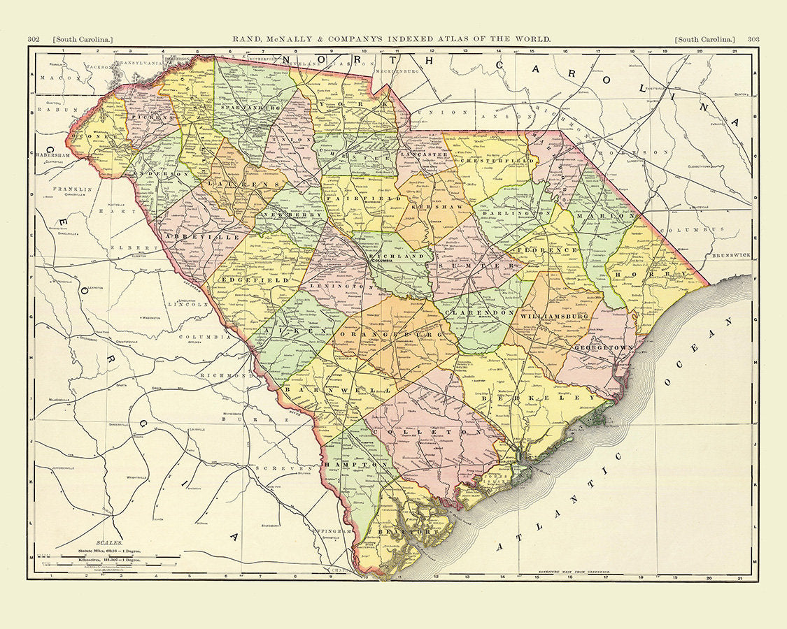 1897 Map of South Carolina