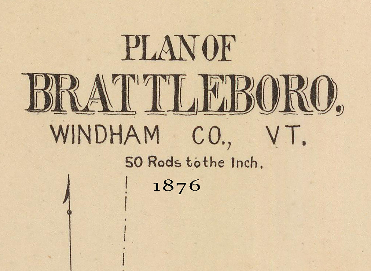 1876 Town Map of Brattleboro Vermont