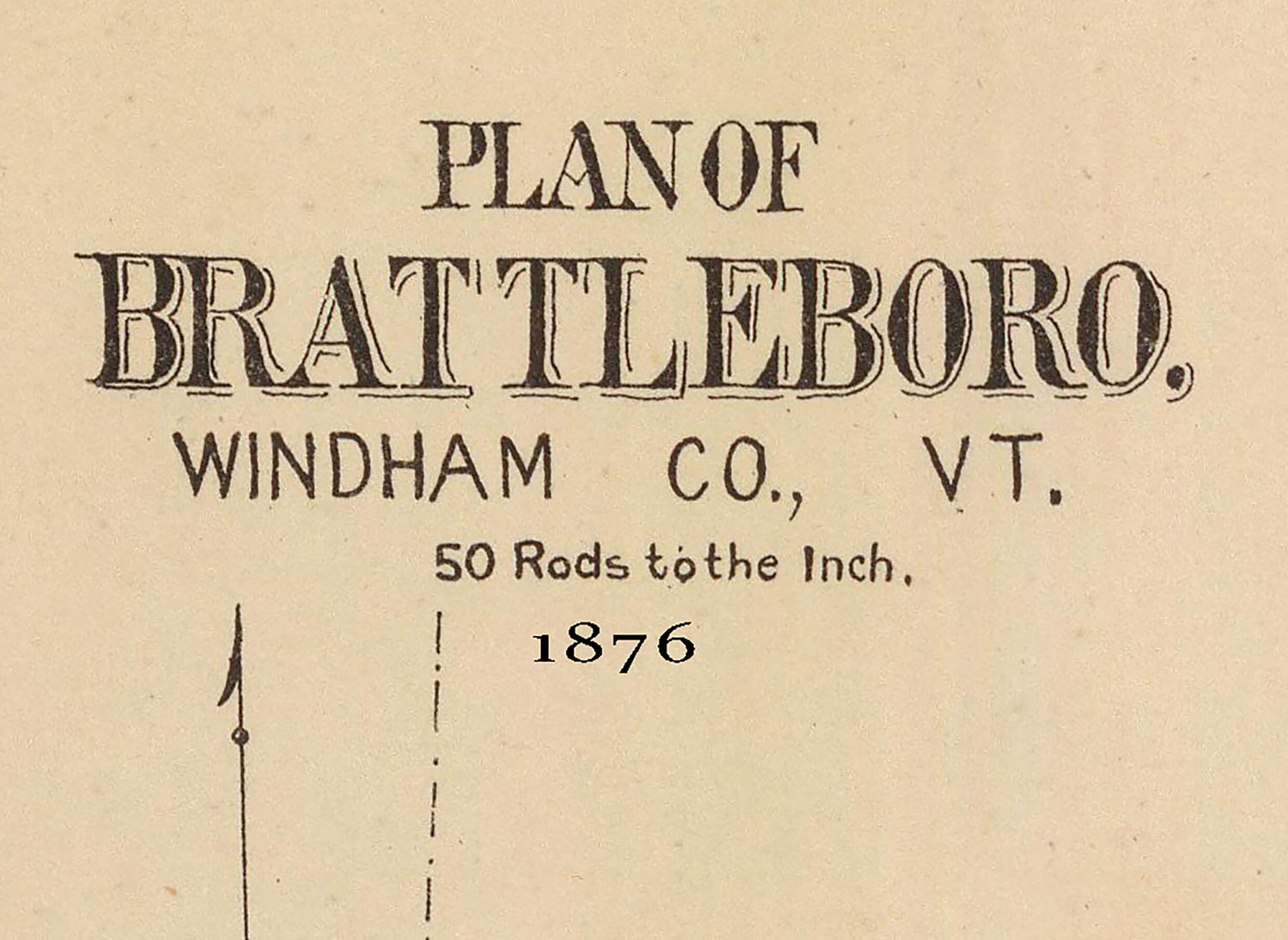 1876 Town Map of Brattleboro Vermont