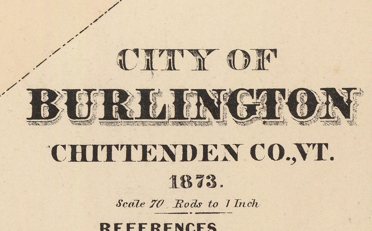 1876 Town Map of Burlington Vermont