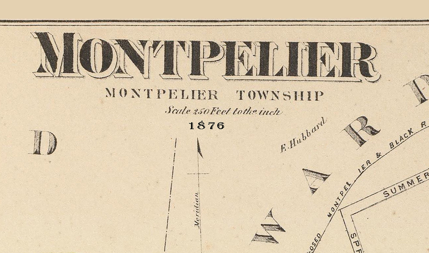 1876 Town Map of Montpelier Vermont