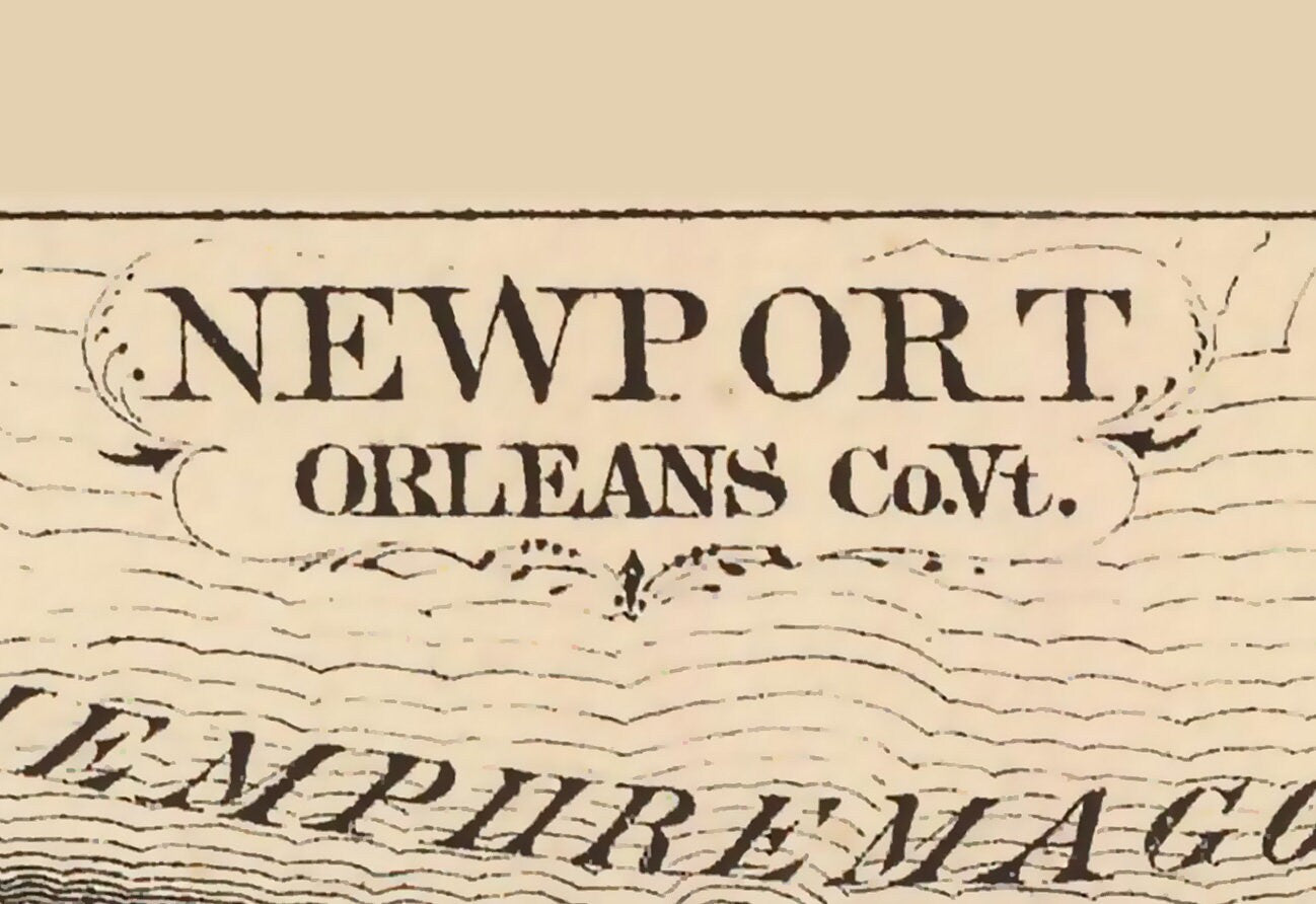 1876 Town Map of Newport Vermont Lake Memphremagog