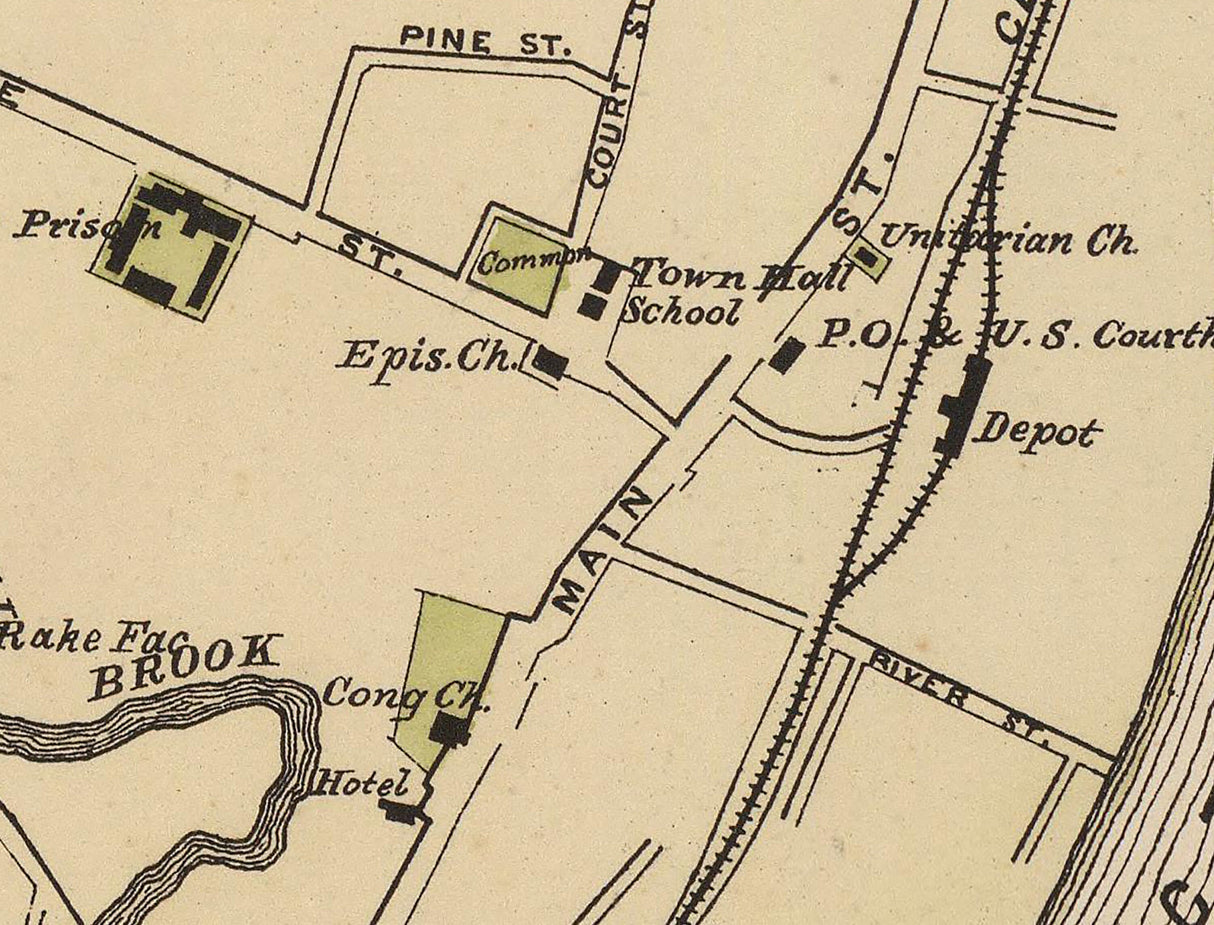 1876 Town Map of Windsor Vermont