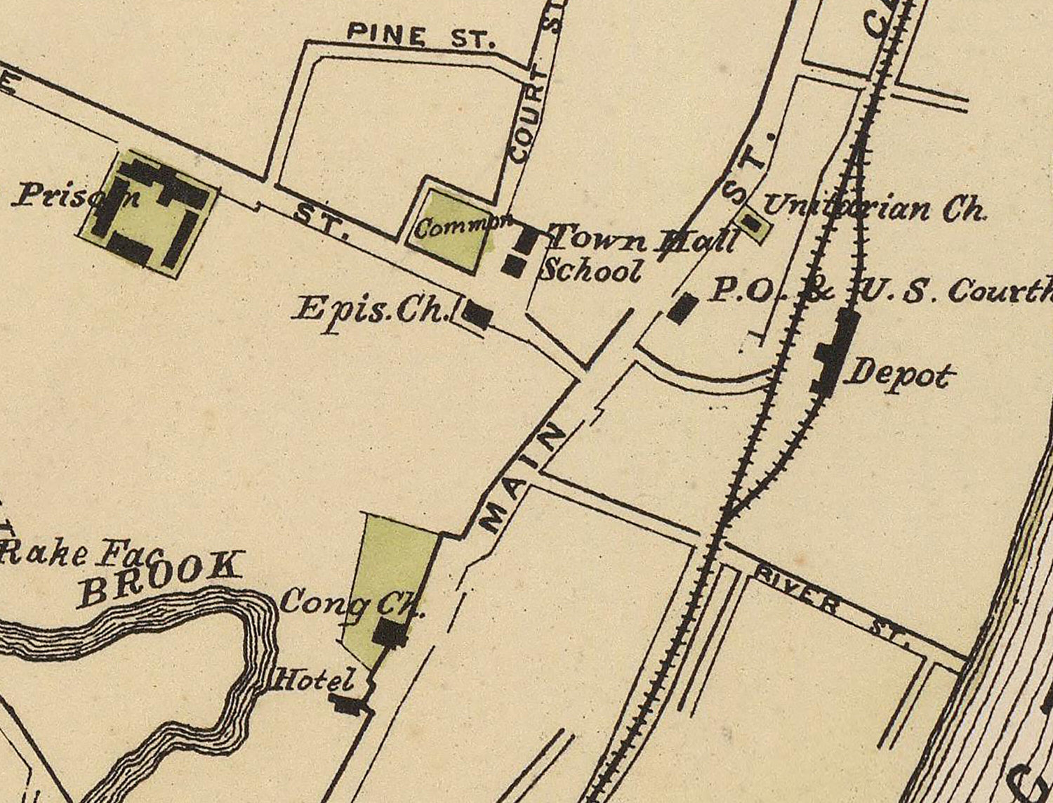 1876 Town Map of Windsor Vermont