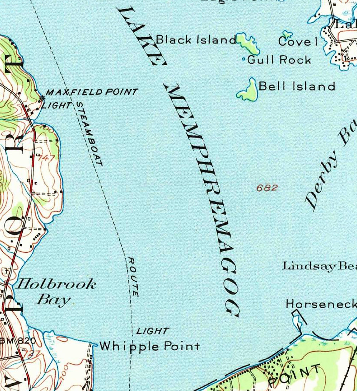 1970 Map of Newport Vermont Lake Memphremagog