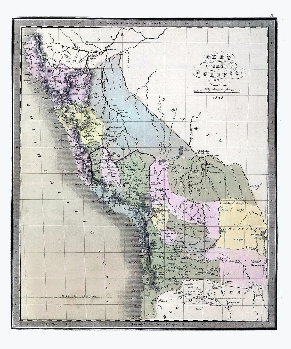 1848 Map of Peru and Bolivia