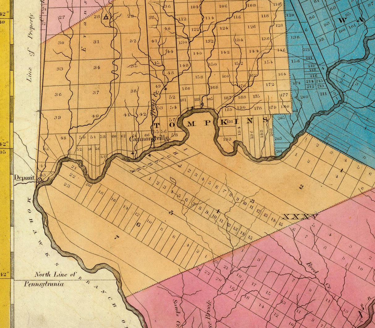 1829 Map of Delaware County New York