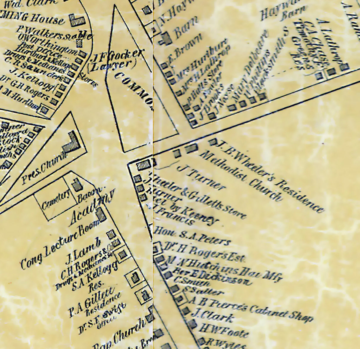 1854 Map of Colchester New London County Connecticut