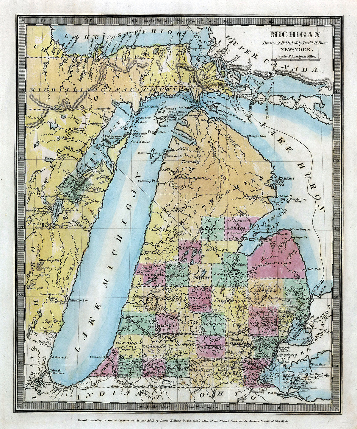 1831 Map of Michigan