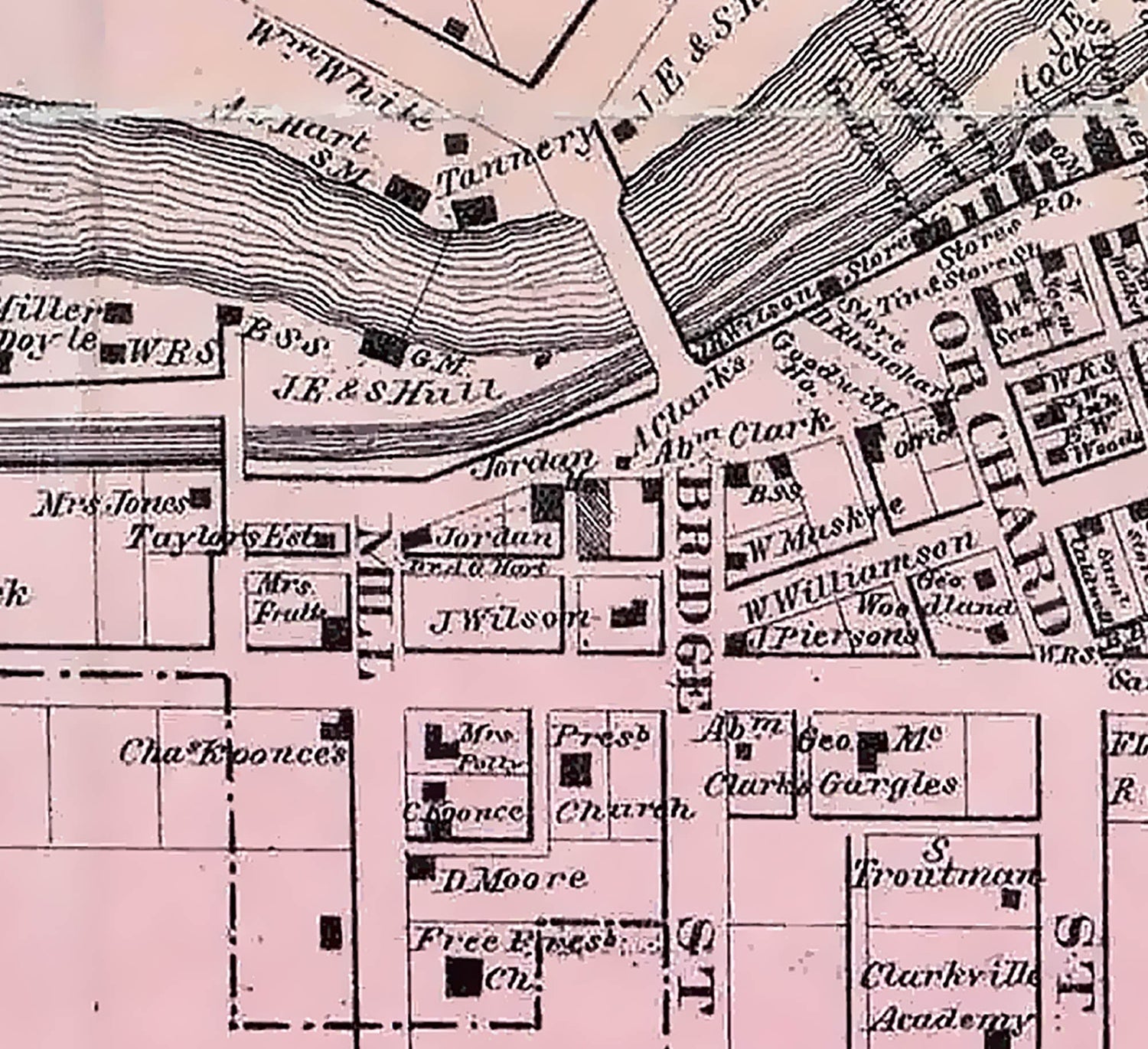 1860 Map of Clarksville Mercer County Pennsylvania