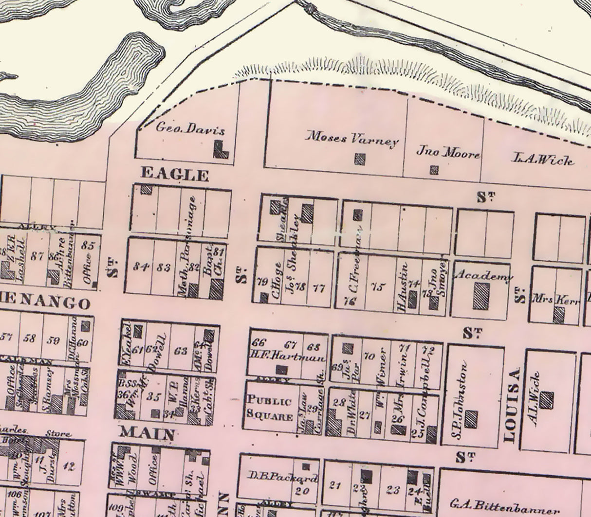 1860 Map of West Greenville Mercer County Pennsylvania
