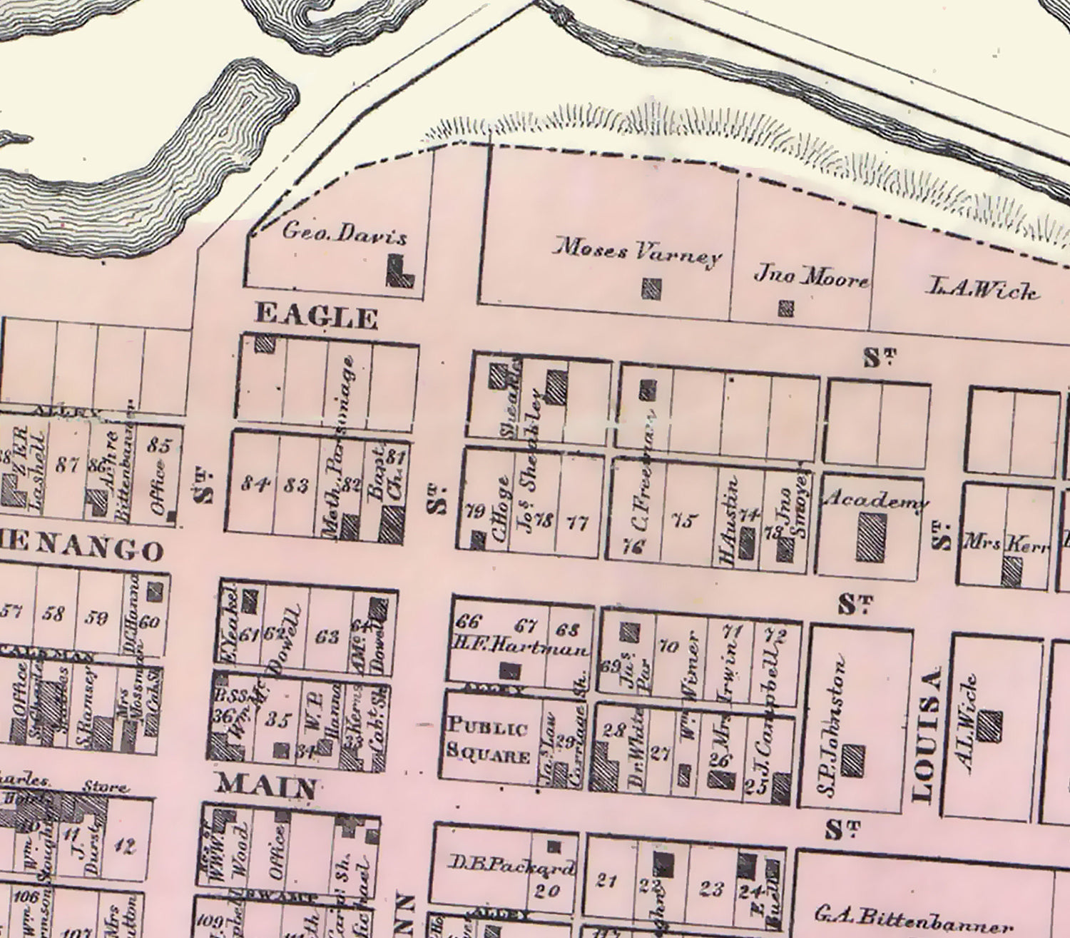 1860 Map of West Greenville Mercer County Pennsylvania