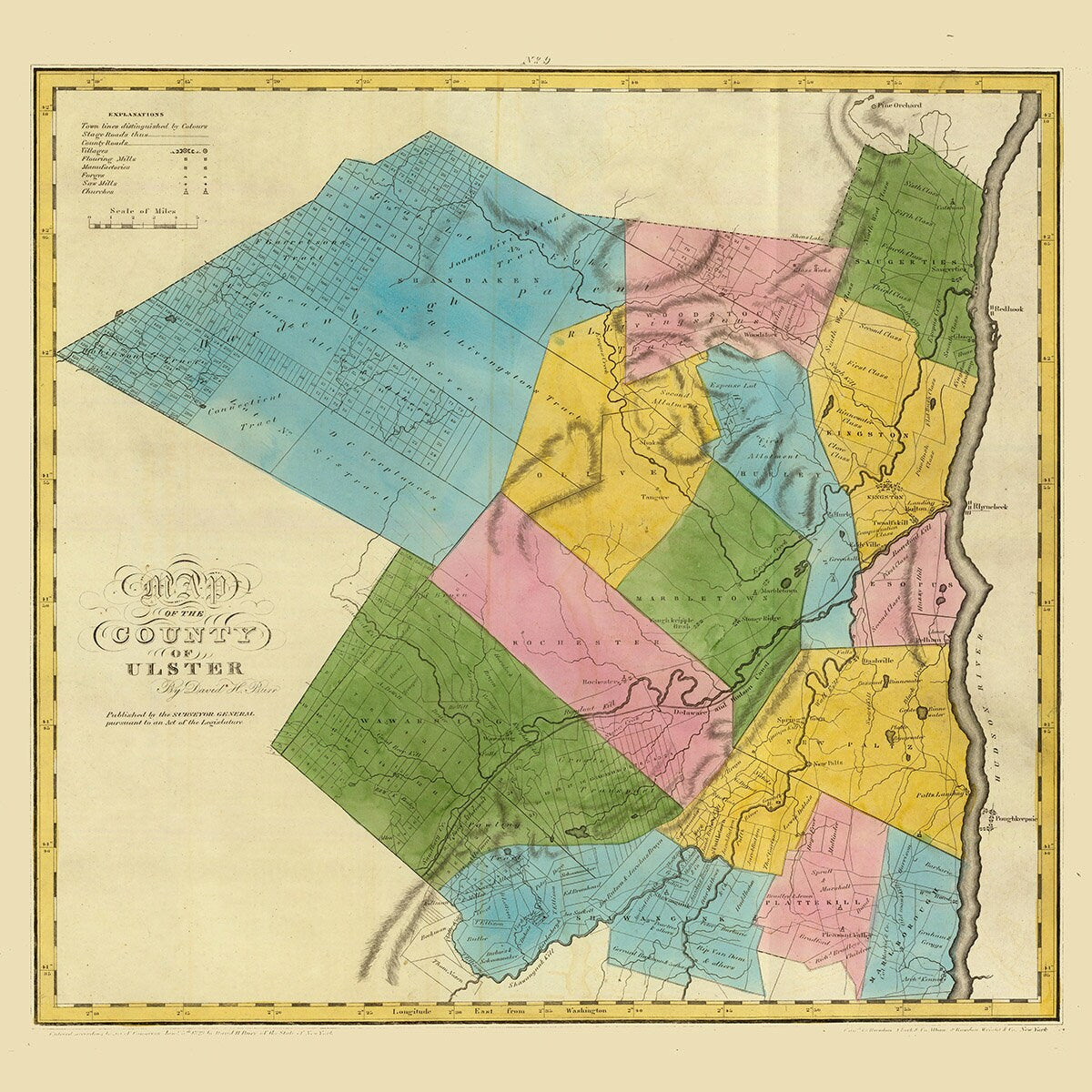 1829 Map of Ulster County New York