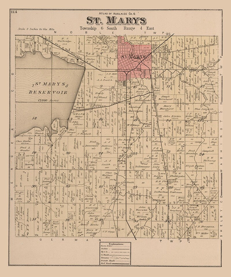 1880 Map of St Marys Township Auglaize County Ohio