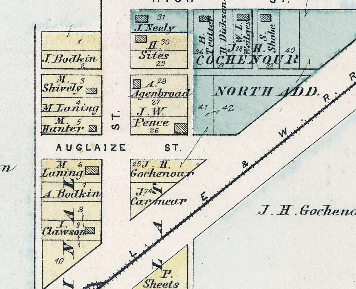 1880 Town Map of Buckland Auglaize County Ohio
