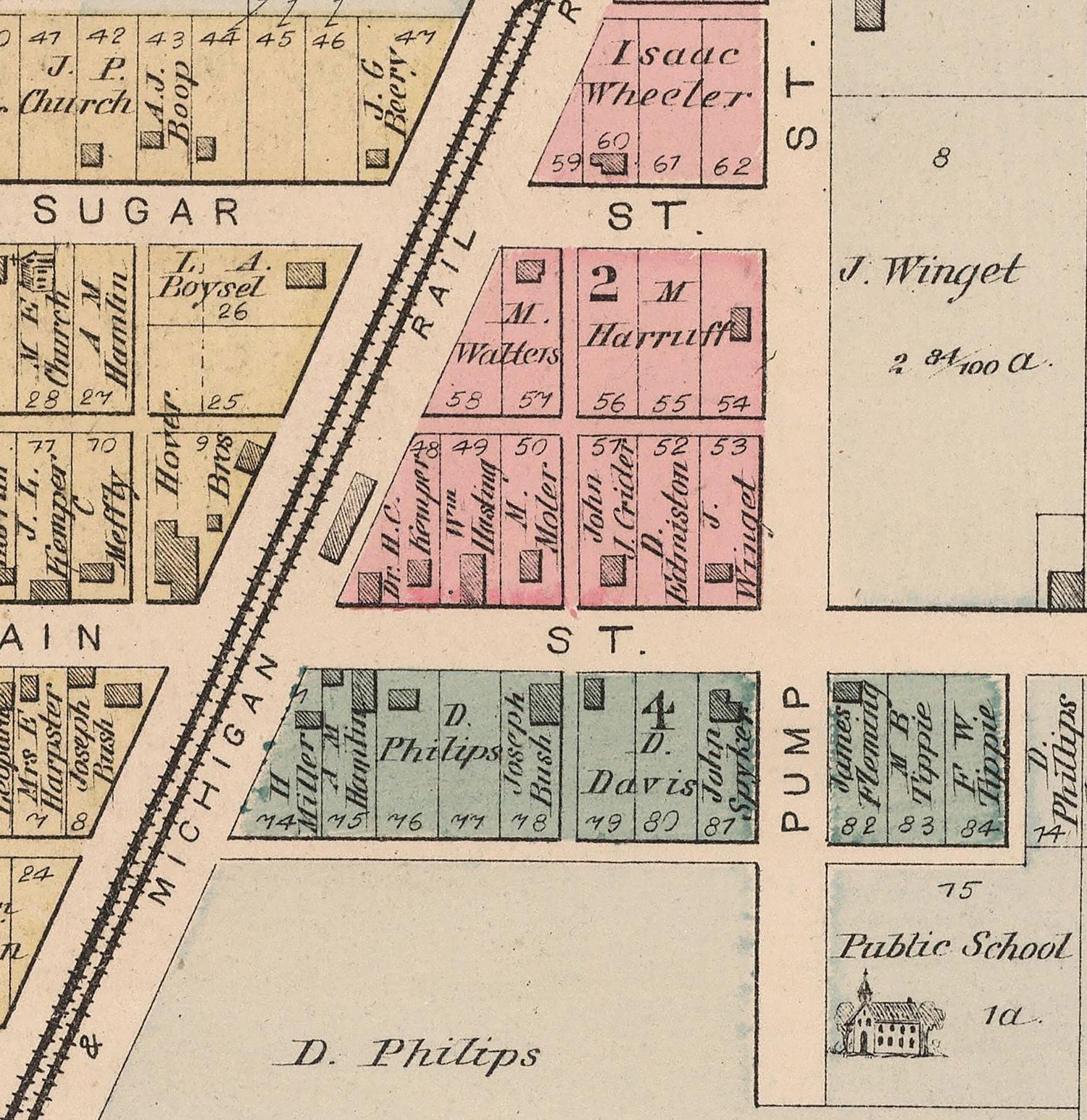 1880 Town Map of Cridersville Auglaize County Ohio