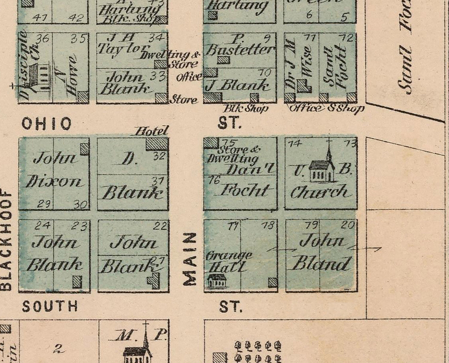 1880 Town Map of Uniopolis Auglaize County Ohio