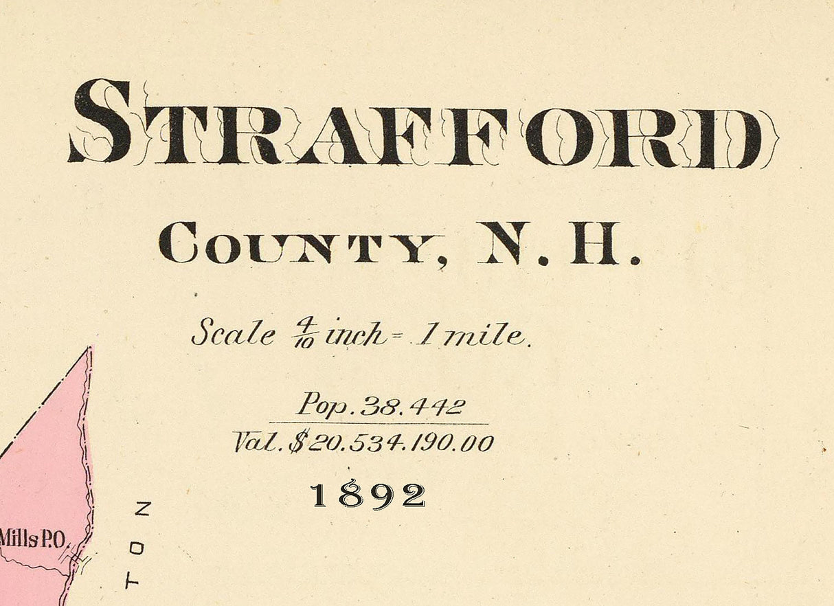 1892 Map of Strafford County New Hampshire