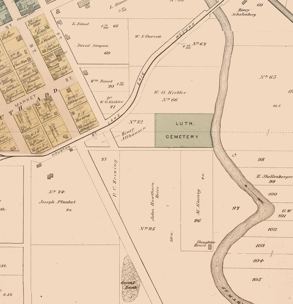 1880 Map of St Marys Auglaize County Ohio