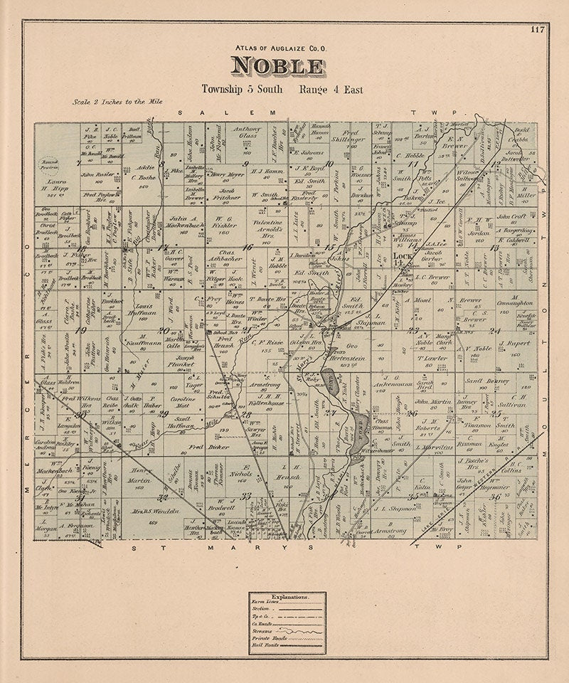 1880 Map of Noble Township Auglaize County Ohio