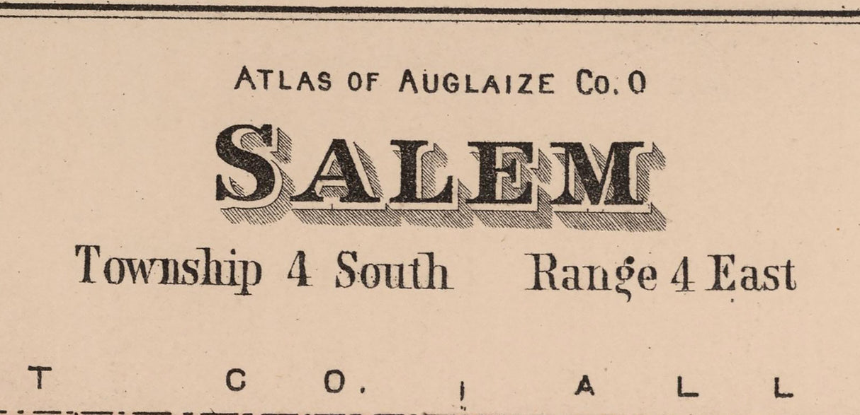 1880 Map of Salem Township Auglaize County Ohio