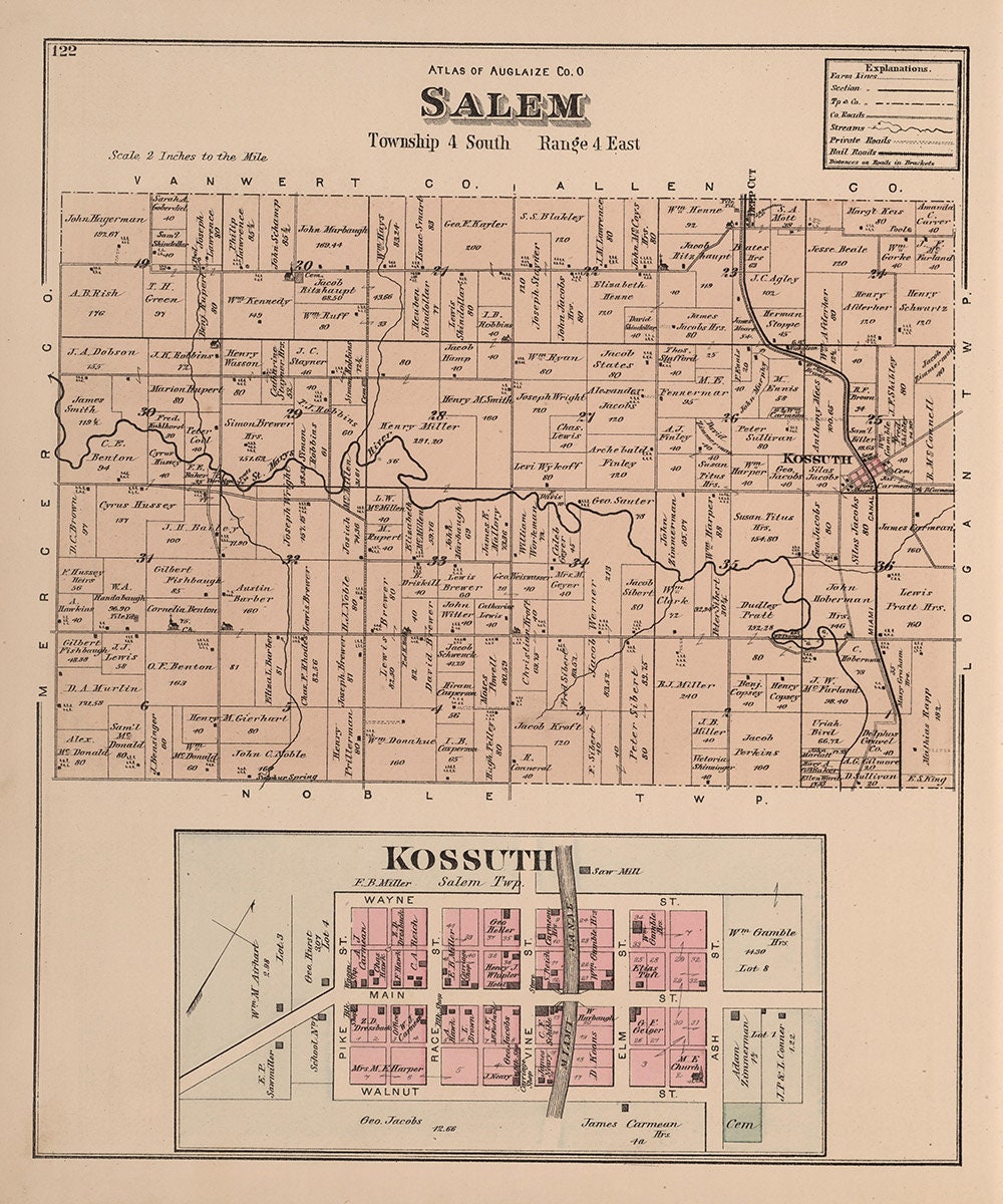 1880 Map of Salem Township Auglaize County Ohio