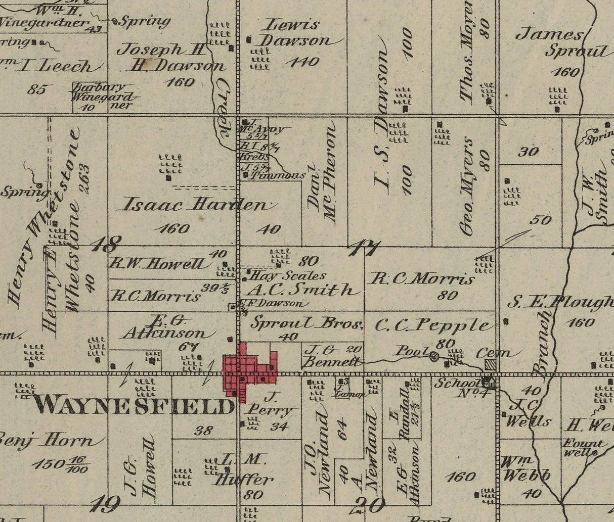 1880 Map of Wayne Township Auglaize County Ohio
