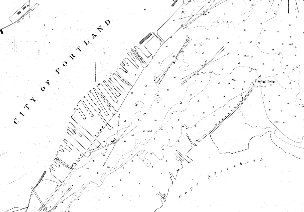 1855 Nautical Chart of Portland Harbor Maine