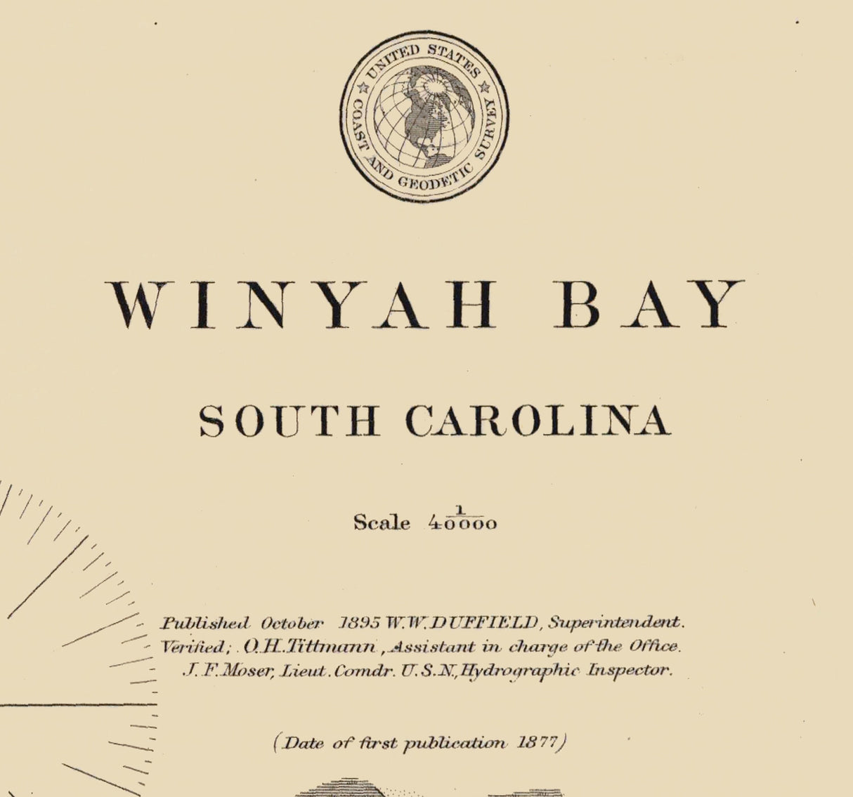 1877 Nautical Chart of Winyah Bay South Carolina Georgetown