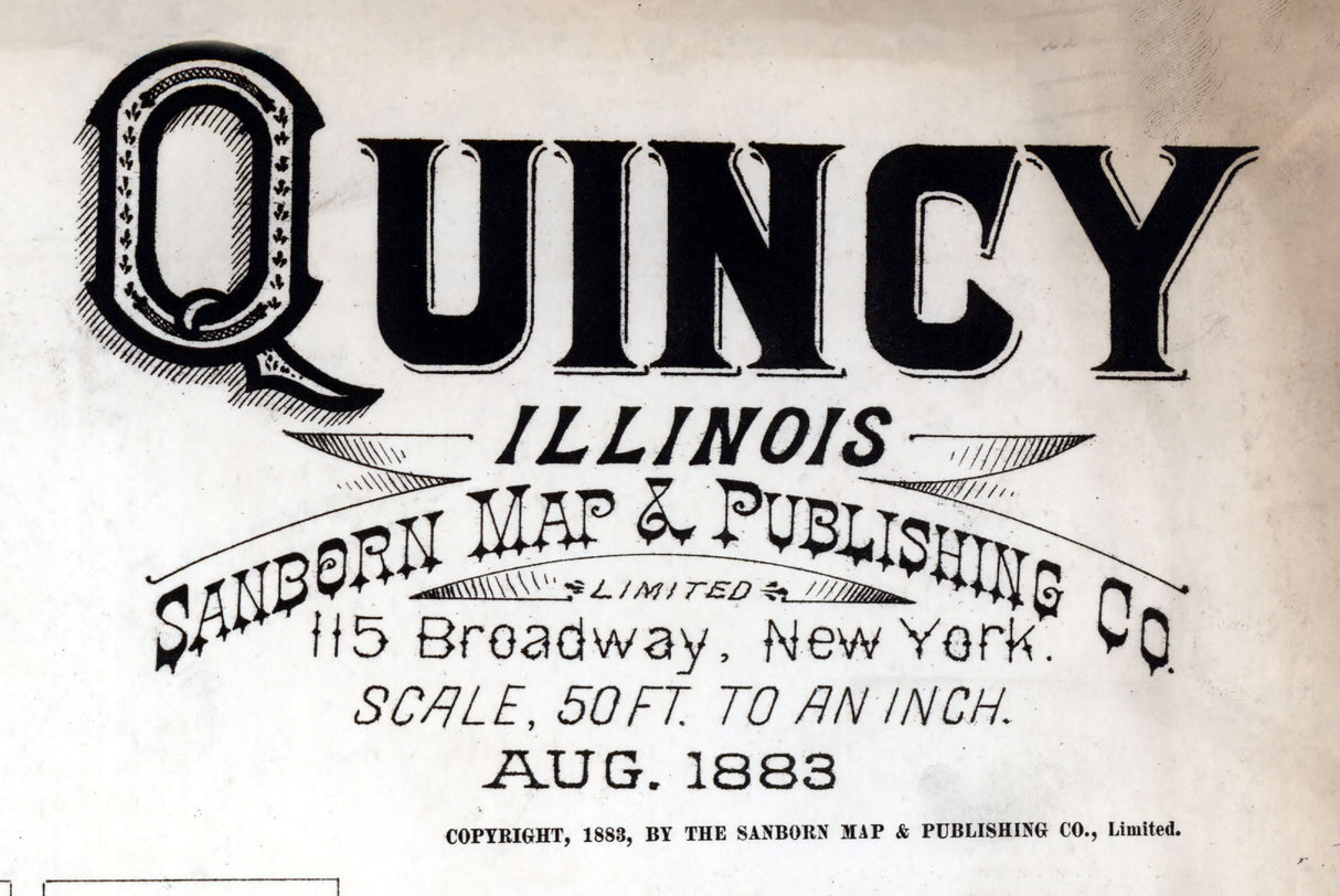 1883 Town Map of Quincy Illinois Mississippi River