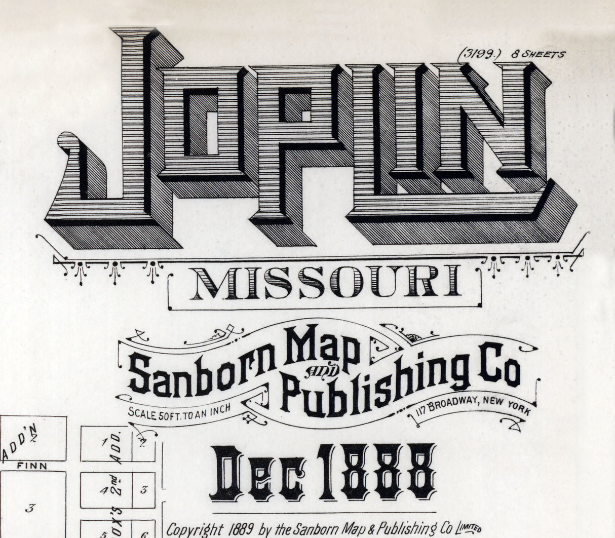 1888 Town Map of Joplin Missouri