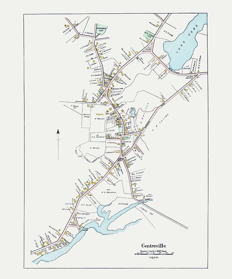 1910 Map of Centreville Barnstable County Massachusetts