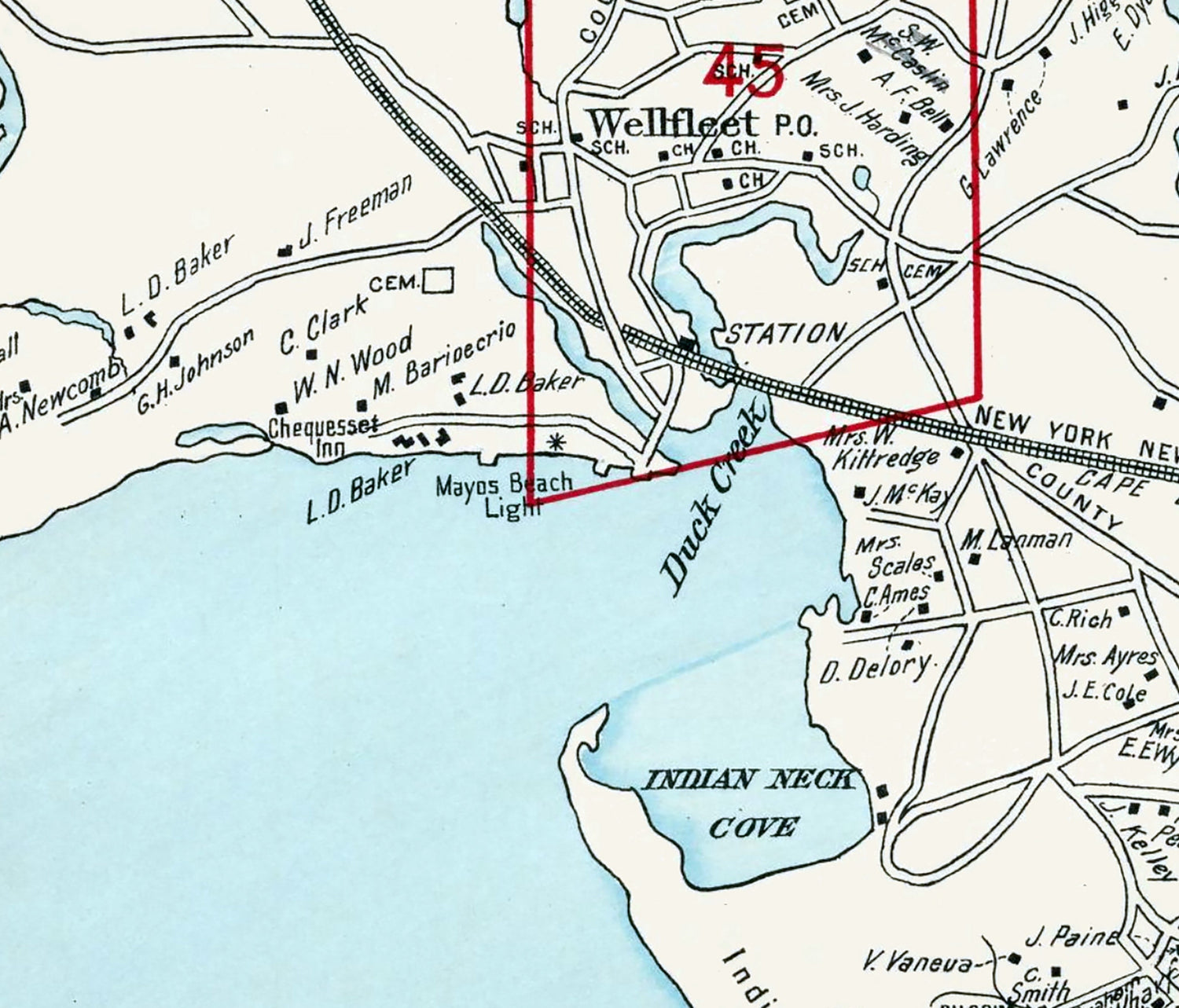 1910 Map of Wellfleet Barnstable County Massachusetts