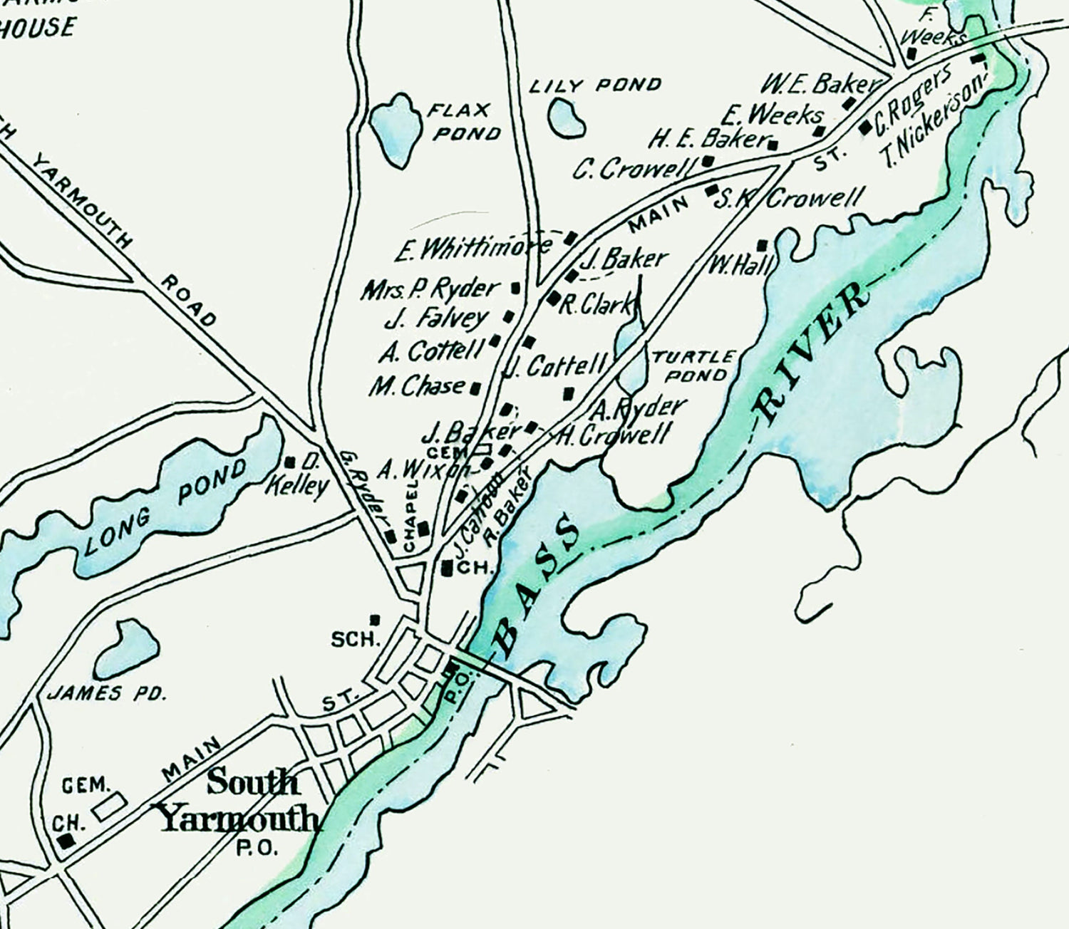 1910 Map of Yarmouth Barnstable County Massachusetts