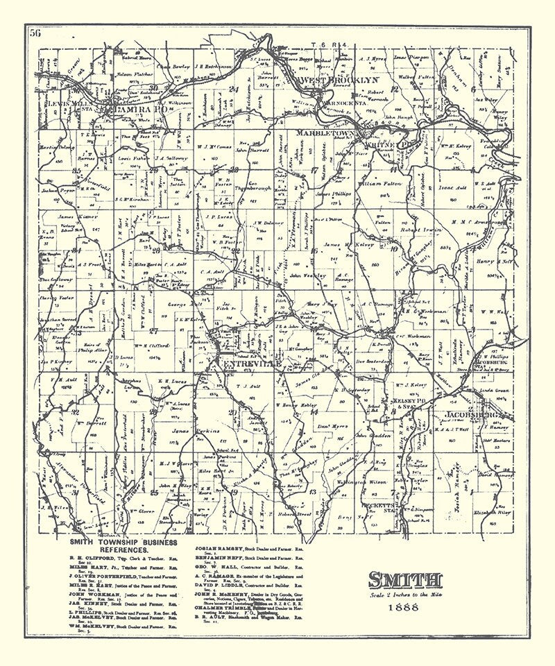 1888 Map of Smith Township Belmont County Ohio