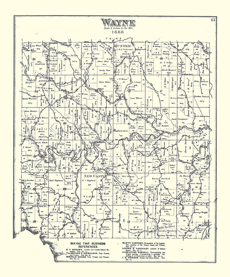 1888 Map of Wayne Township Belmont County Ohio
